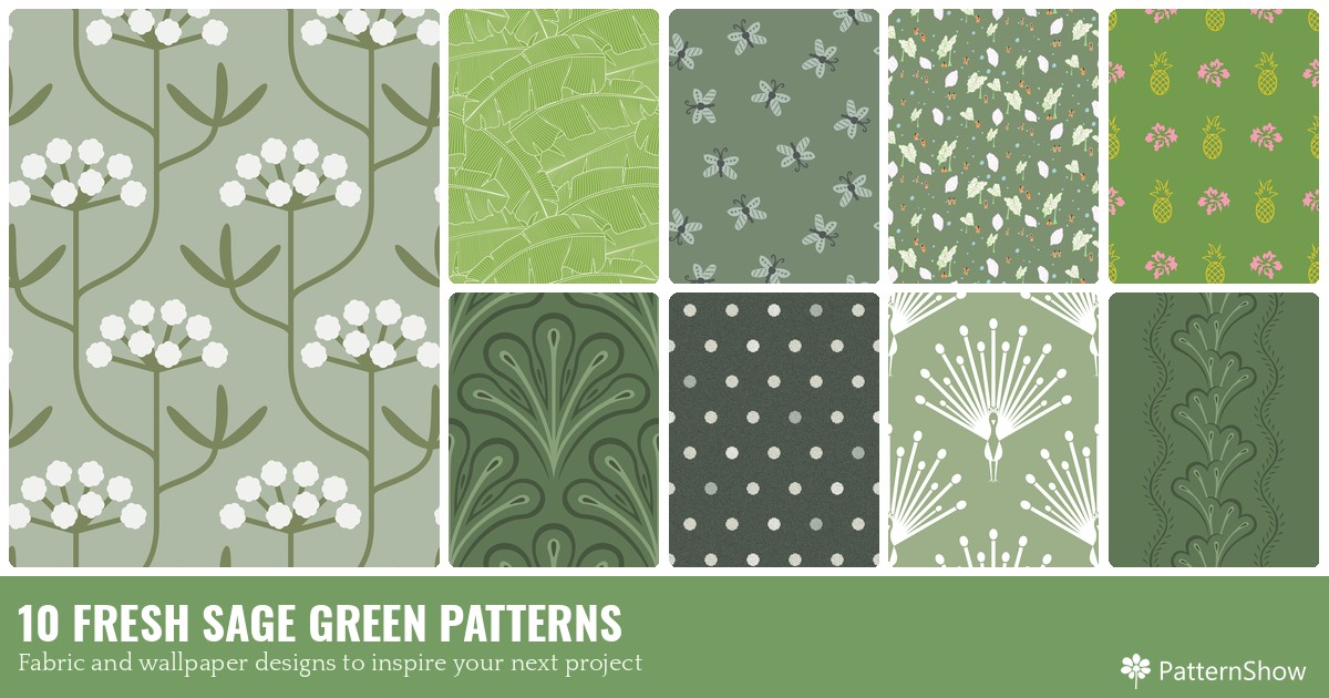10 FRESH SAGE GREEN PATTERNS