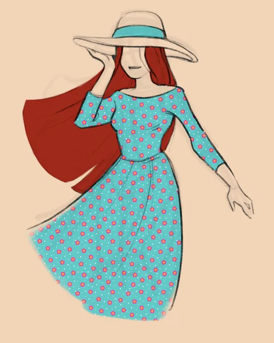 Bloomy Beach Time Fabric in Turquoise Blue