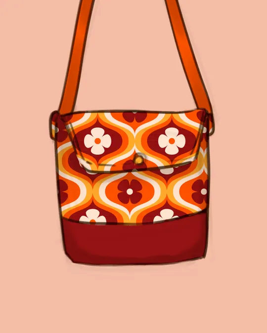 Retro Orange Flowers Bag