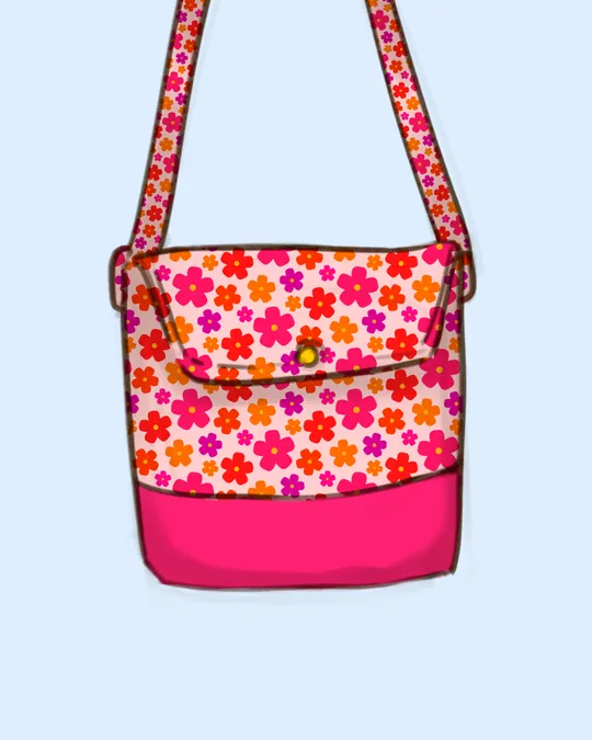 Vibrant Red Orange Pink and Purple Flowers Shoulder Bag