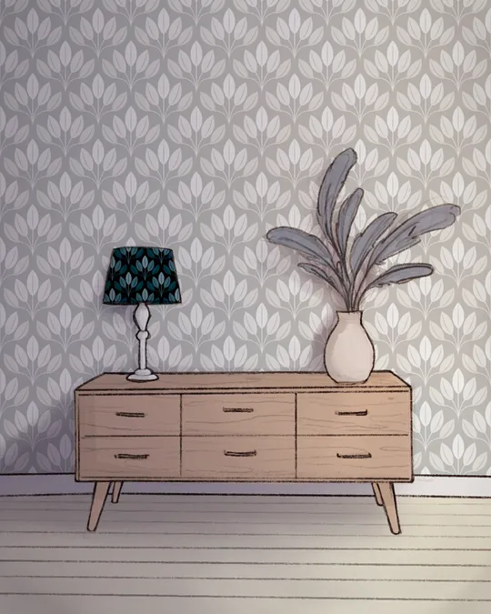 Stylish Art Deco Room in Grey and Teal