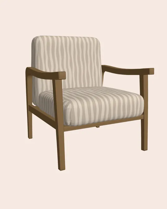3D Wooden Armchair with Dark vanilla, Pearl