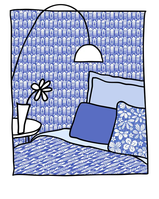 All Blue Coastal Bedroom