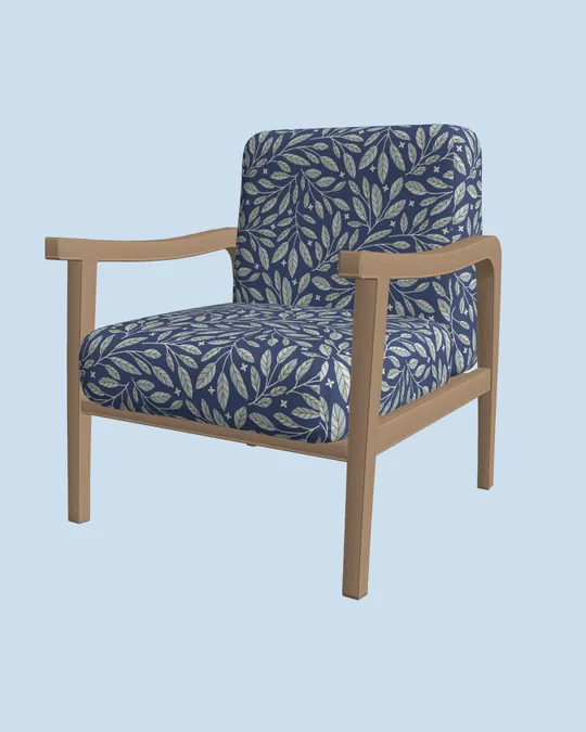 3D Wooden Armchair with Purple navy, Pastel blue, Columbia Blue
