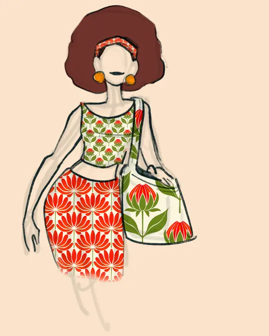 Delightful Dahlias Skirt, Top and Bag