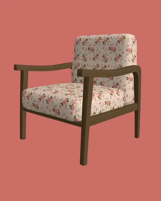 3D Wooden Armchair with Antique white, Baby powder, Dark olive green