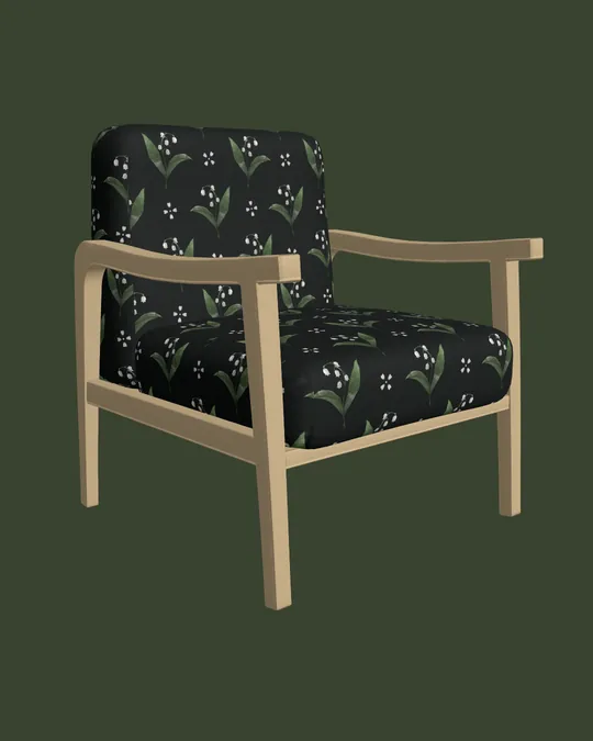 3D Wooden Armchair with Dark jungle green