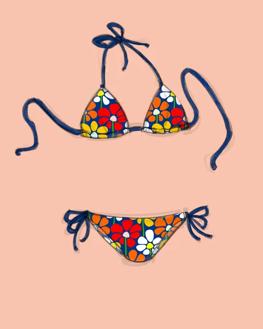 Tie Knot Bikini Swimsuit with Resolution blue, Red, White