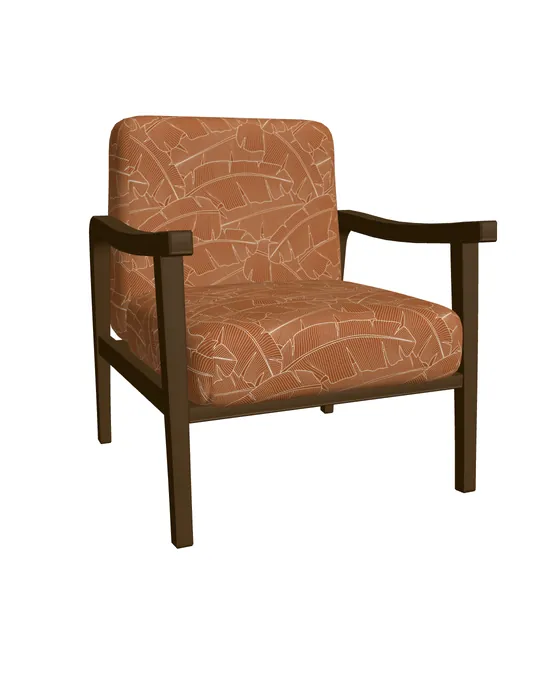3D Wooden Armchair with Golden brown, Rust, Copper