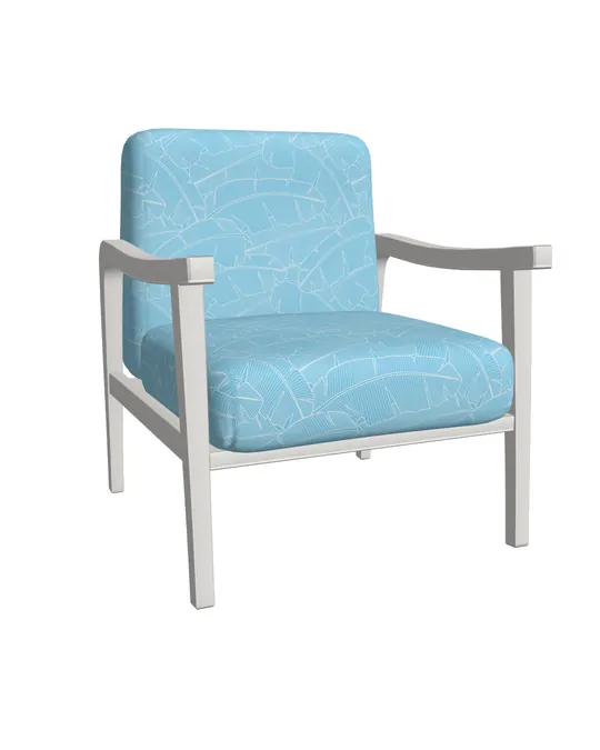 3D Wooden Armchair with Sky blue, Azureish white, Floral white