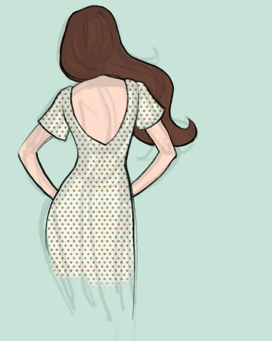 Woman with a Cocktail Dress, Back View with Alabaster