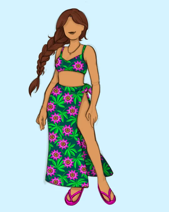 Woman with Swimsuit and Sarong / Pareo with Deep jungle green, Green, Electric green