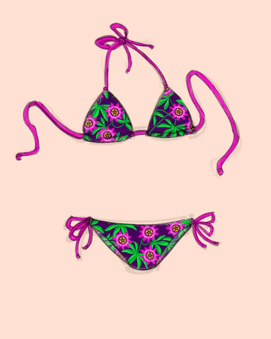 Passion Fruit Flowers Bikini Swimsuit