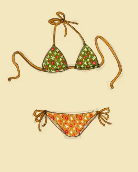 Tie Knot Bikini Swimsuit with Joyful Meadow Fabric