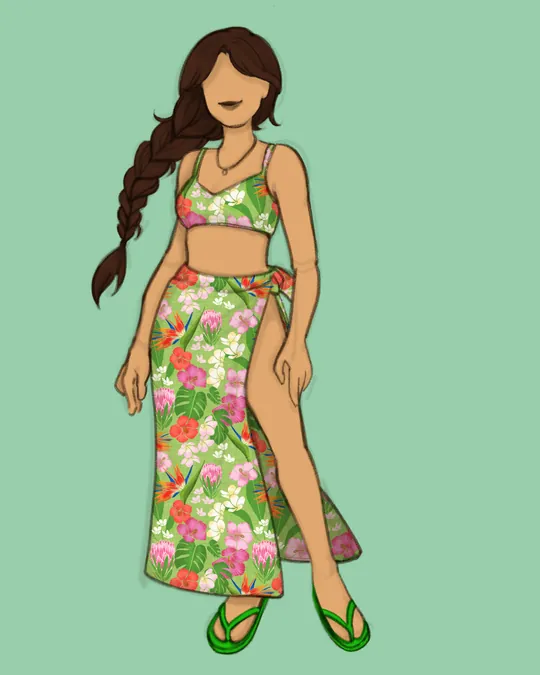 Tropical Hothouse Flowers Sarong Lime Green