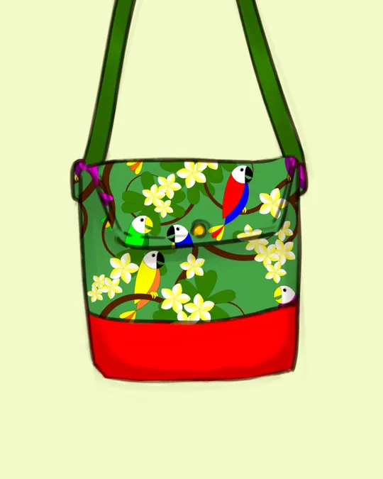 Tropical Parrots and Plumeria Flowers Messenger Bag