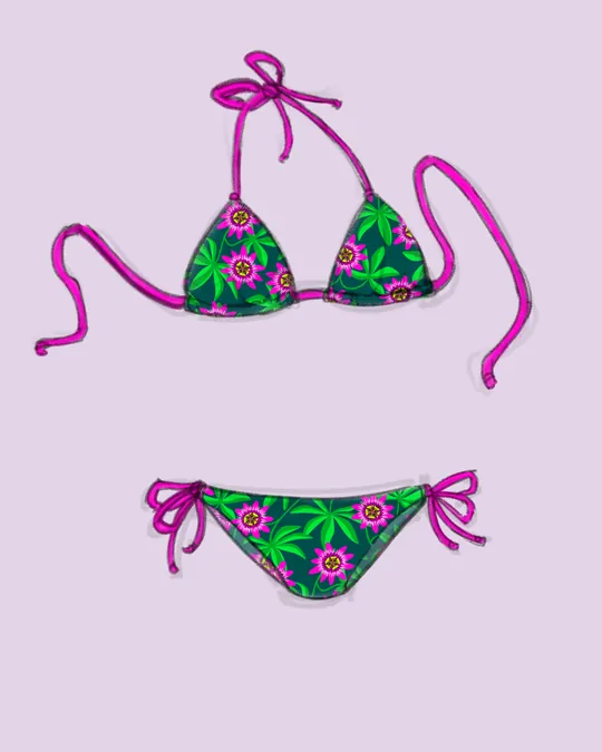 Tie Knot Bikini Swimsuit with Deep jungle green, Green, Electric green