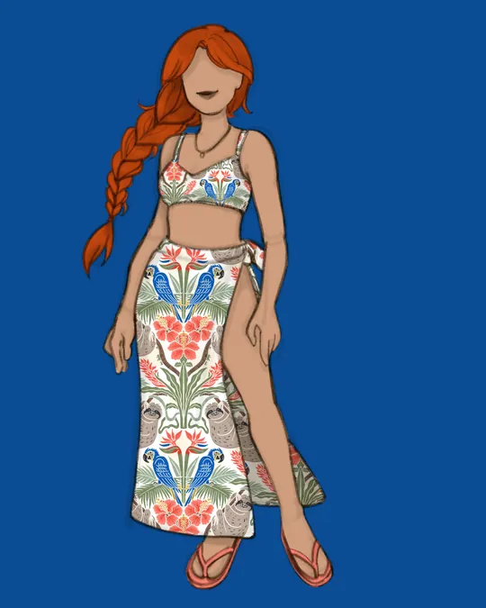 Tropical Sloth and Macaw Parrot Sarong