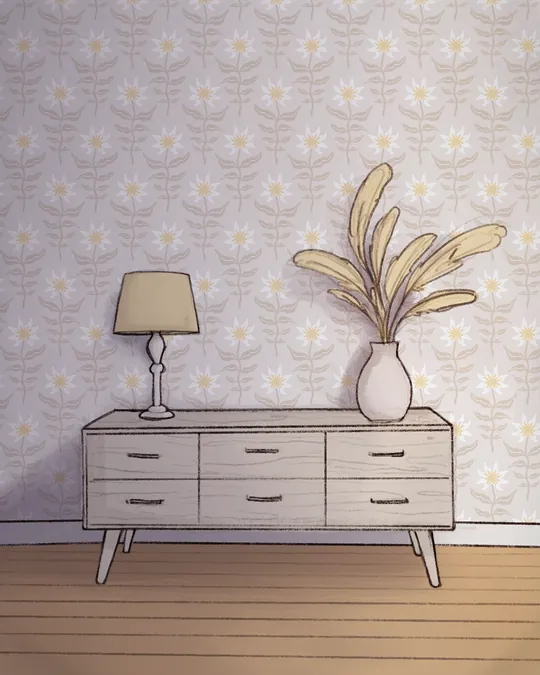 Vintage Living Room in Beige Ivory Cream
