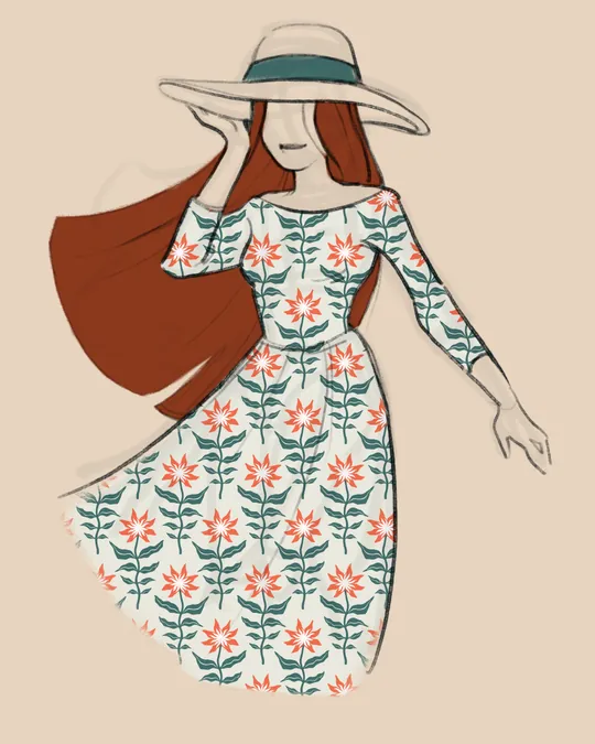 Tomato Red and Deep Teal Dress