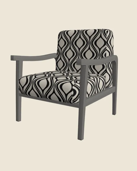 3D Wooden Armchair with Bone, Black, Pearl