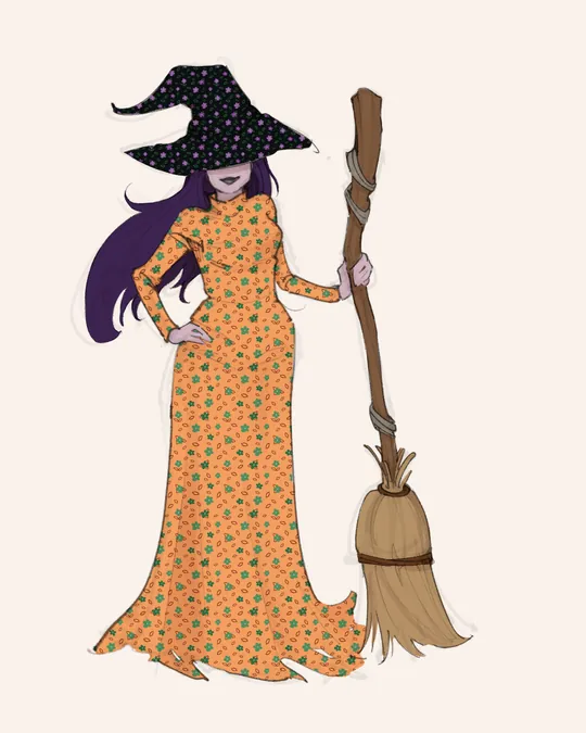 Minimal Florals Autumnal Witch
