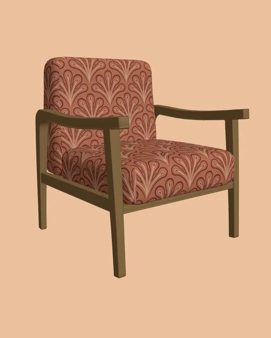 3D Wooden Armchair with Stormcloud, Desaturated cyan