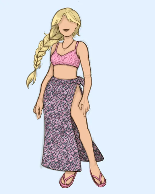 Happy Ocean Blooms Swimsuit and Sarong / Pareo