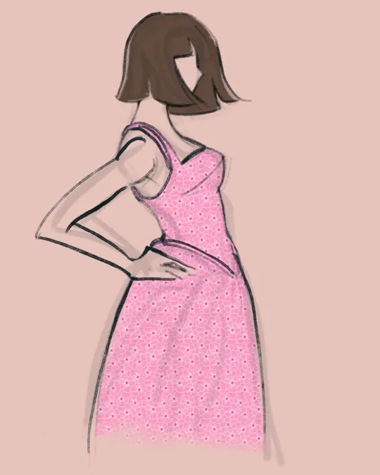 Pink Anemone Flowers Dress