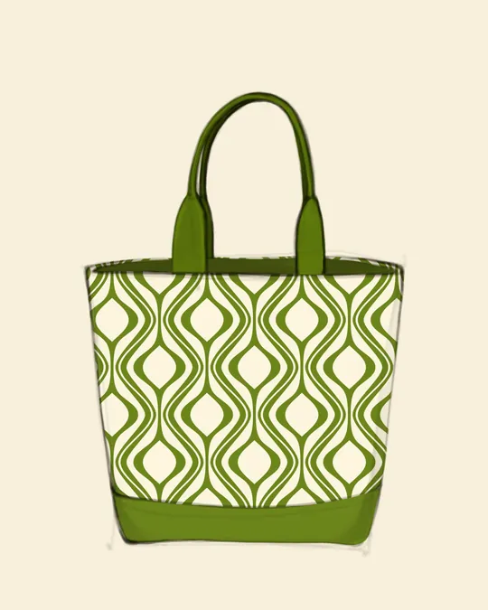 Groovy Green Retro Tote