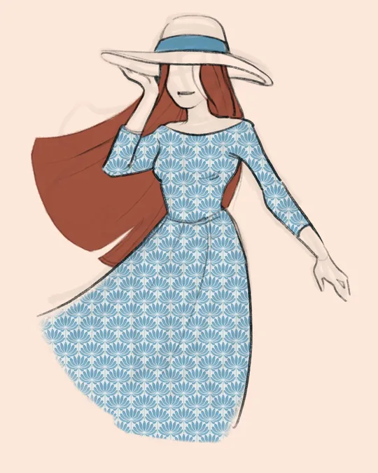 Delightful Dahlias Blue Flowers Dress