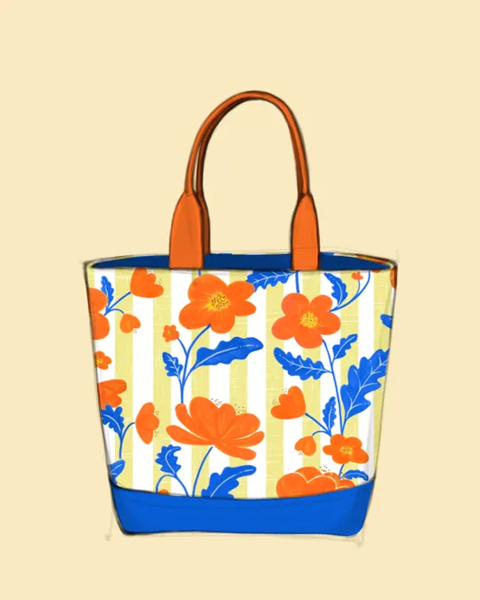 Retro Orange Flowers Bag