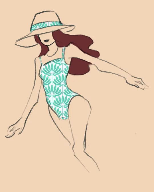 Emerald Green Dahlias Swimsuit