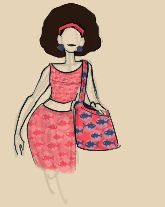 Cheeky Fish - Skirt, Top, Headband and Bag
