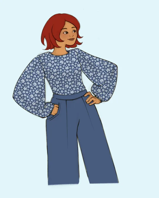 Adam Top with Puff Sleeves with Independence, Lavender gray
