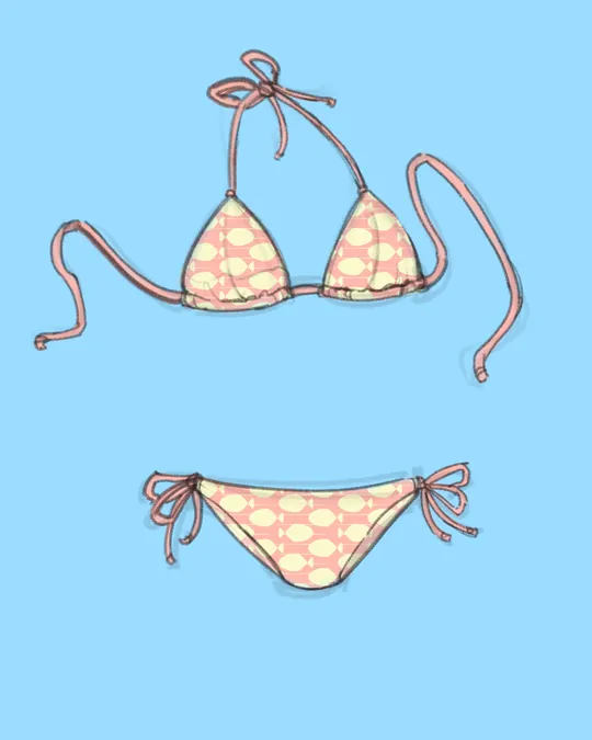 Tie Knot Bikini Swimsuit with Light salmon pink, Blond