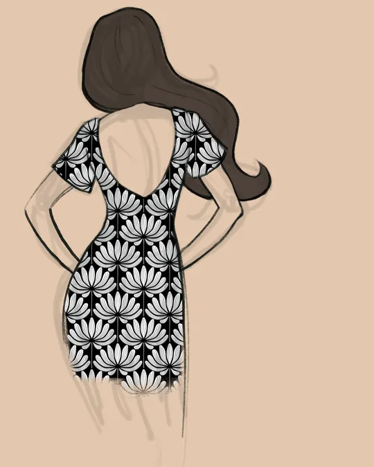 White on Black Dahlias Flowers Dress