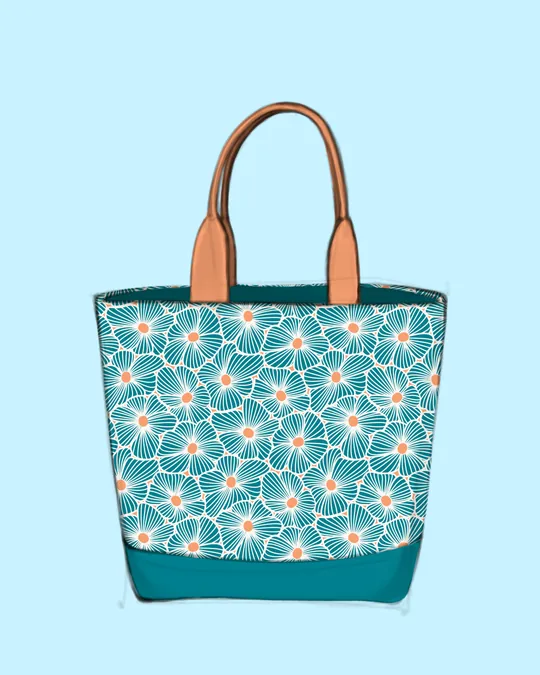 Orange and Teal Flowers Bag