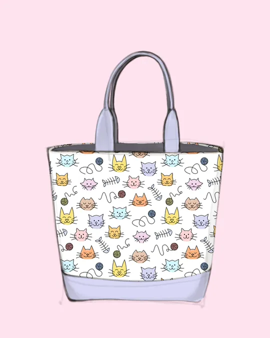 Doodle Cats and Yarn Balls Knitting Bag