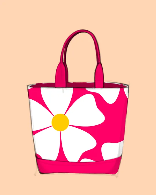 Hot Pink Floral Beach Bag