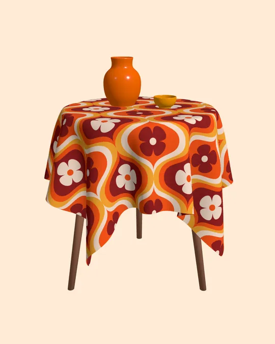 Seventies Groovy Retro Orange Tablecloth