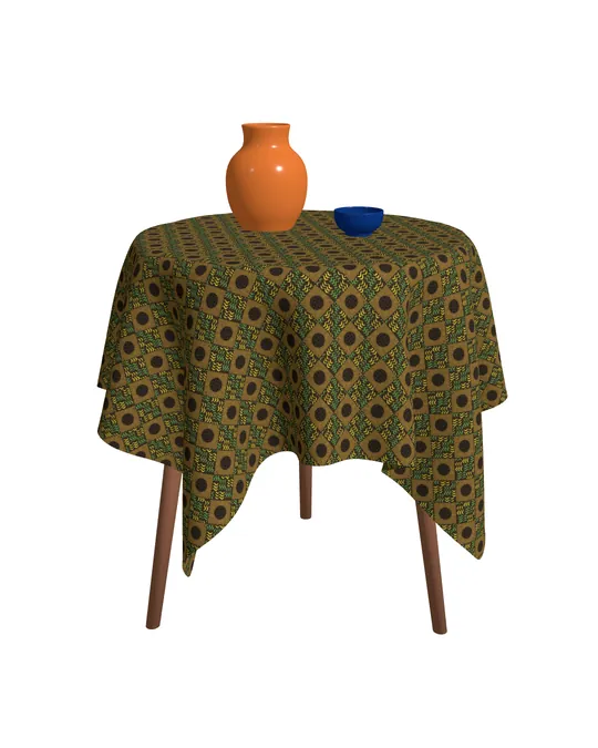 Diamond Plaid Sunflowers & Grassy Weaves Tablecloth