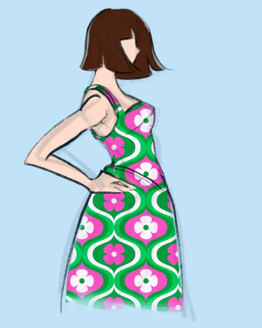 Retro Green and Pink Dress