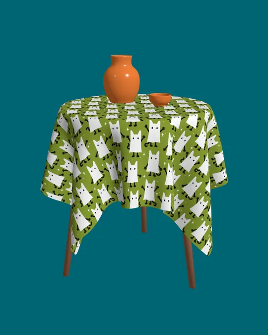 Retro Halloween Ghost Kittens in Atomic Green