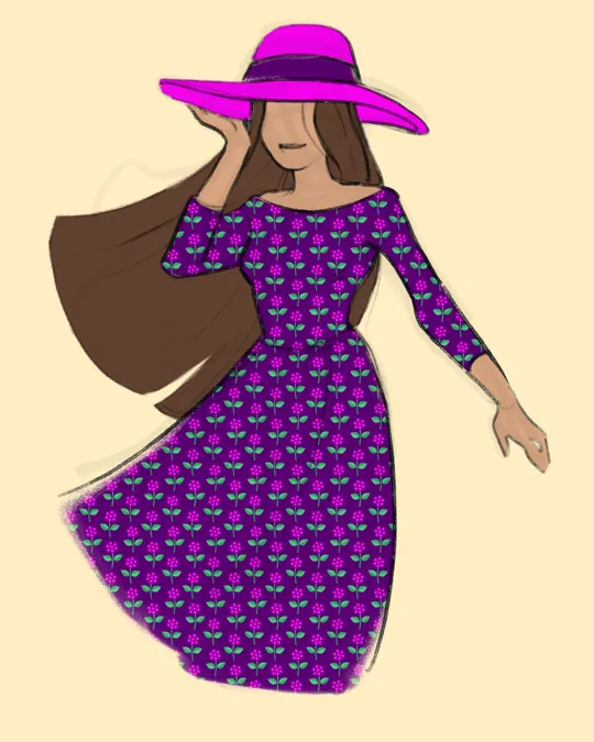 Green, Pink and Purple Hydrangea Flowers Dress