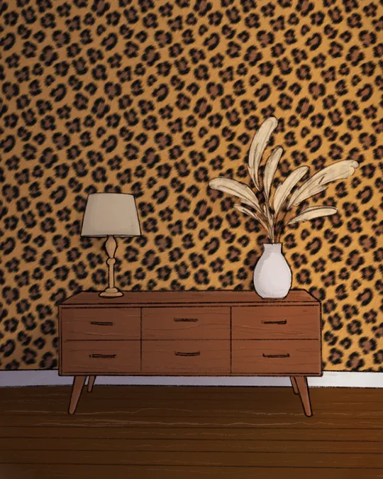 Safari Lodge Leopard Print Wallpaper
