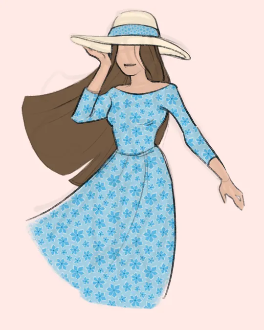 Woman in Dress and Hat
