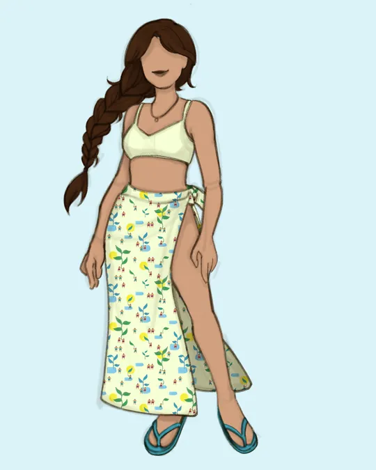 Woman with Swimsuit and Sarong / Pareo with Cream