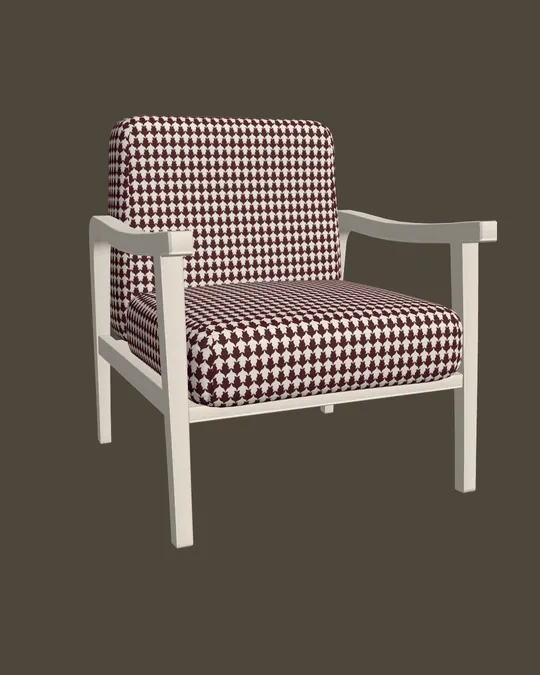 Upholstery fabric - Geometric Tulip Stylized Floral Oxblood Red Warm Ivory