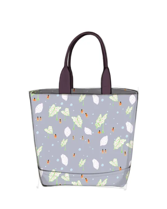 Custom Tote Bag by Erika with Lavender gray, White